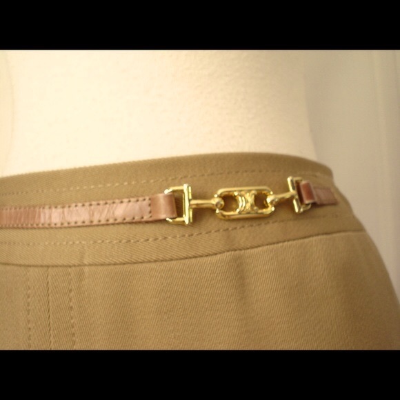 Vintage 1970s CELINE Paris A-line Camel Wool Skirt Size 38, 27W - Picture 8 of 14